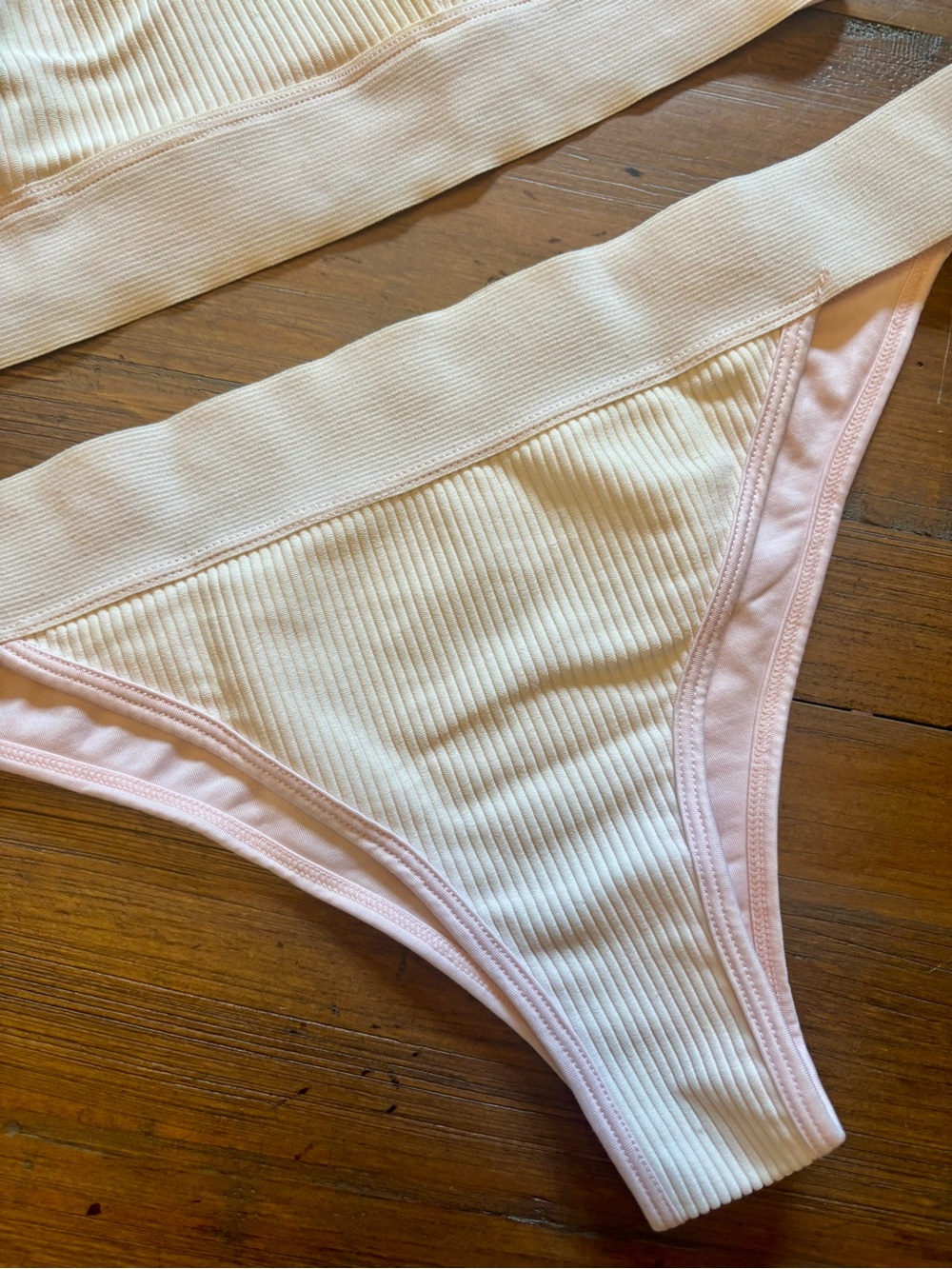 Frankie’s bikinis pink ribbed bikini set - Picture 3 of 11